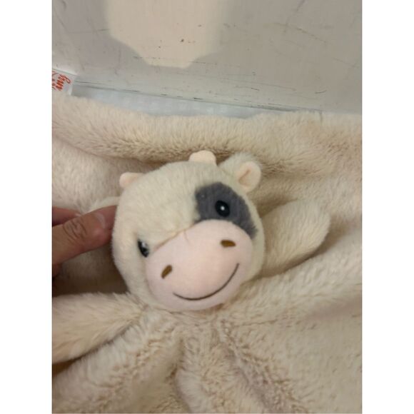 Linz baby soft blanket farm cow plush head rattle cream color 13"x16" replacemen - Picture 5 of 7